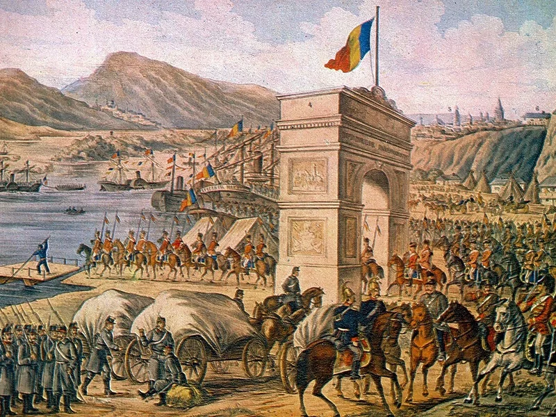 1830-Henryk Dębicki - L'esercito rumeno attraversa il Danubio per entrare in Dobrugia, nel 1878